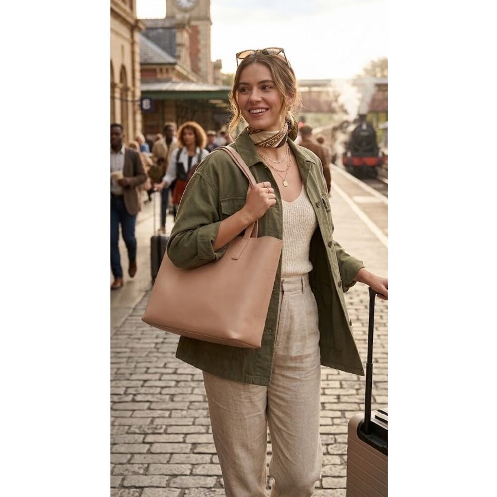 Everlane Pinkish Tan Leather Day In Market Tote Large Purse Handbag Bag